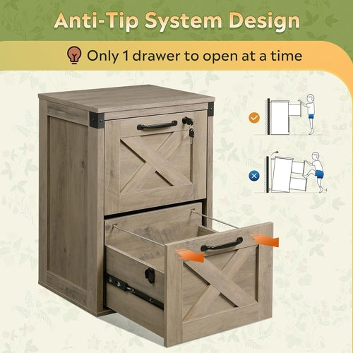 Farmhouse X-Panel Wood Filing Cabinet