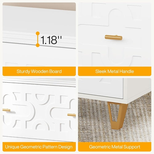 Aurora Luxe White & Gold Lateral Filing Console