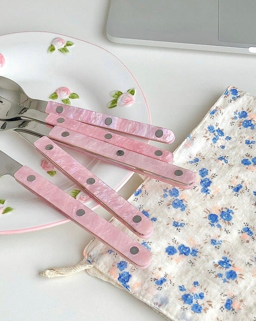 Sleek Modern Pinky Flatware Silverware Set 10-Pcs