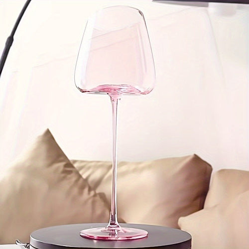 Pink Flamingo Crystal Wine Glasses – Elegant Slanted Mouth 2-Piece