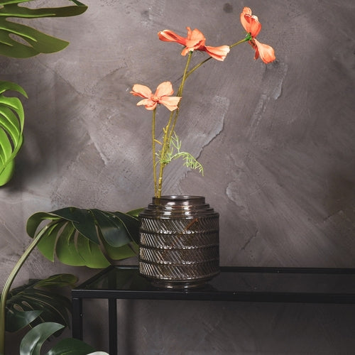 Smokey Patterned Glass Vase