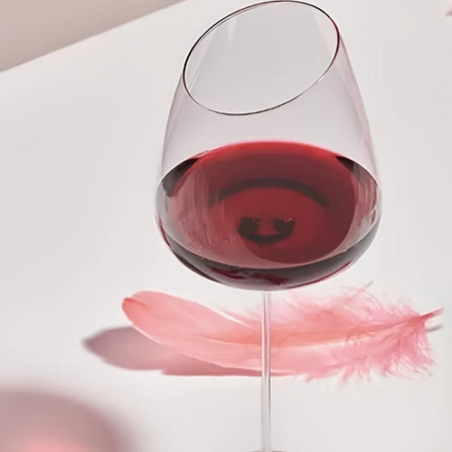 Pink Flamingo Crystal Wine Glasses – Elegant Slanted Mouth 2-Piece