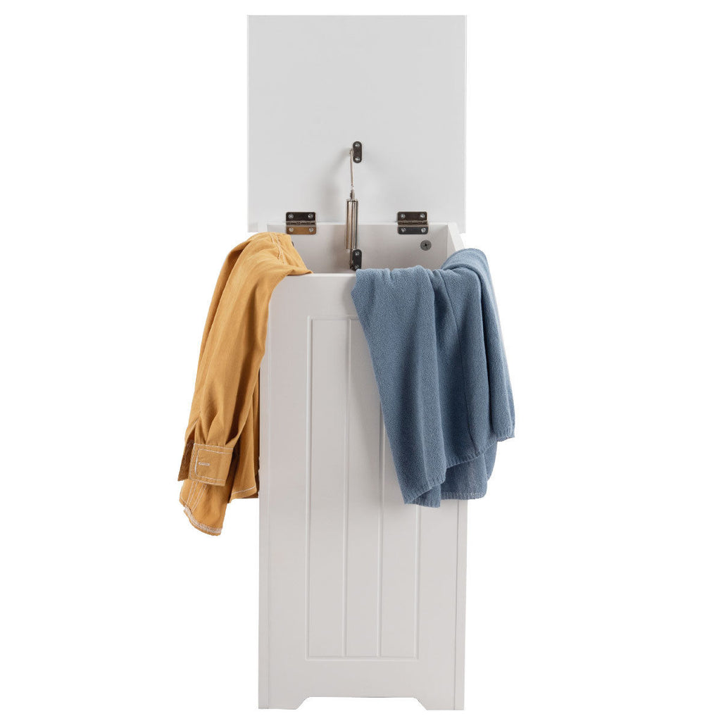 Maren White Wooden Laundry Bin