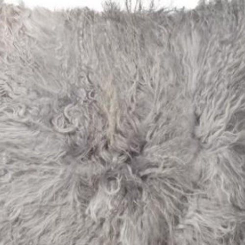 Gray Sheepskin Throw Pillow
