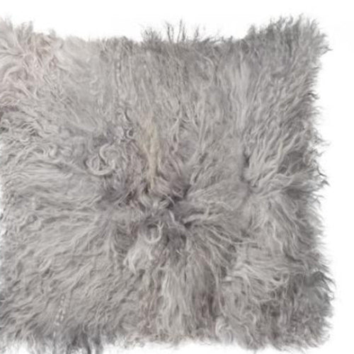 Gray Sheepskin Throw Pillow