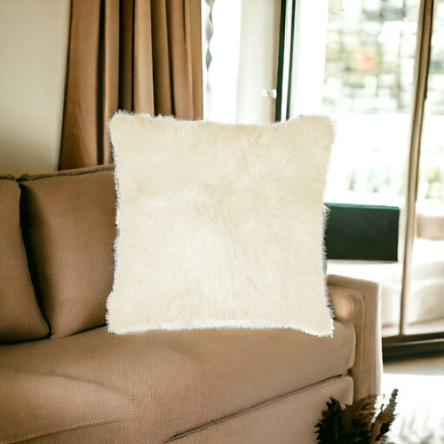 Gray Sheepskin Throw Pillow