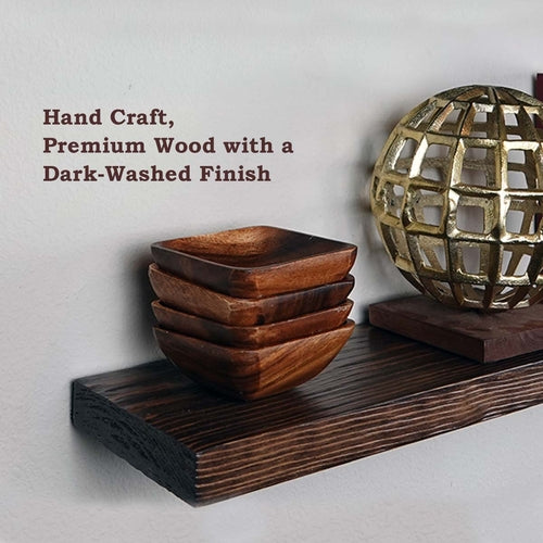 Tomlin Dark Walnut Floating Shelf Duo – Handcrafted Farmhouse Wall Display