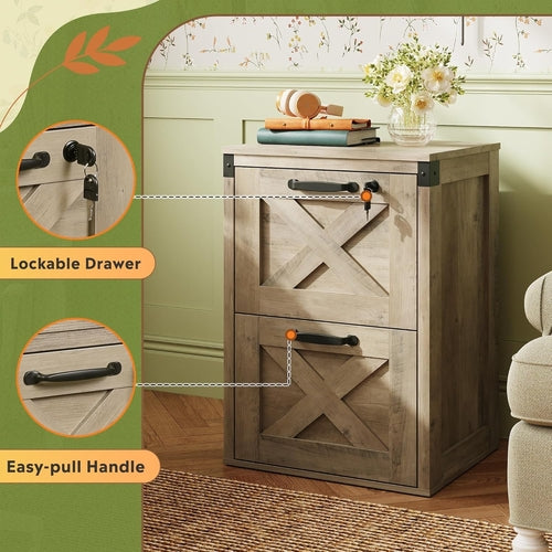 Farmhouse X-Panel Wood Filing Cabinet