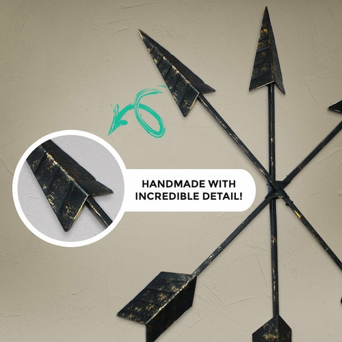 Bronze Arrow Wall Decor Set – Rustic 3-Piece Cast Iron Arrows