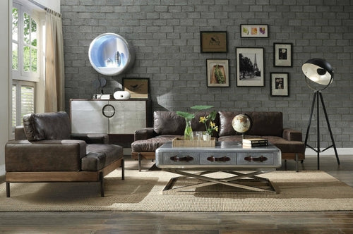 Marlowe Distressed Chocolate Leather Lounge Chair