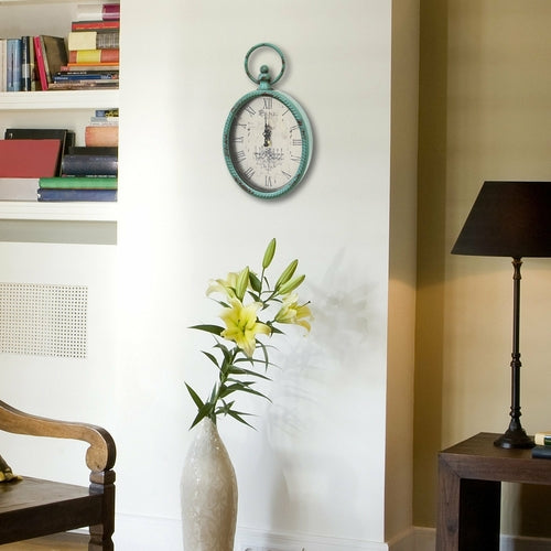 Vintage-Style Oval Metal Wall Clock