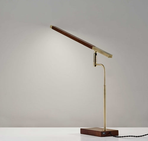 Solis Walnut LED Desk Lamp