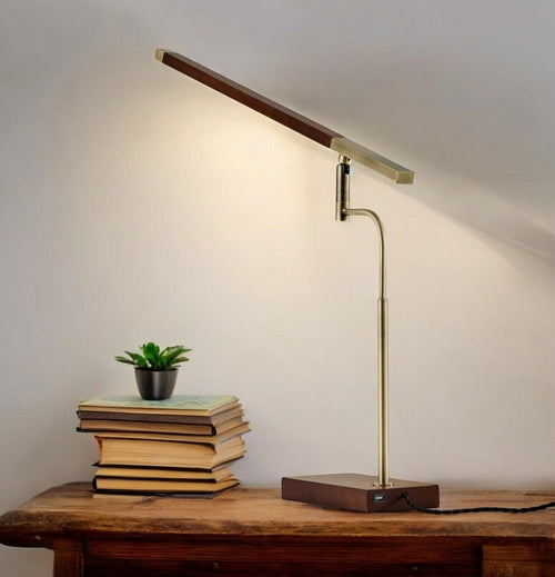 Solis Walnut LED Desk Lamp