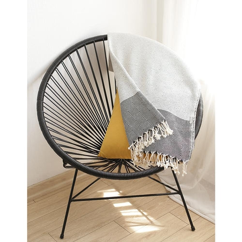 Turkish Cotton Throw Blanket with Fringe