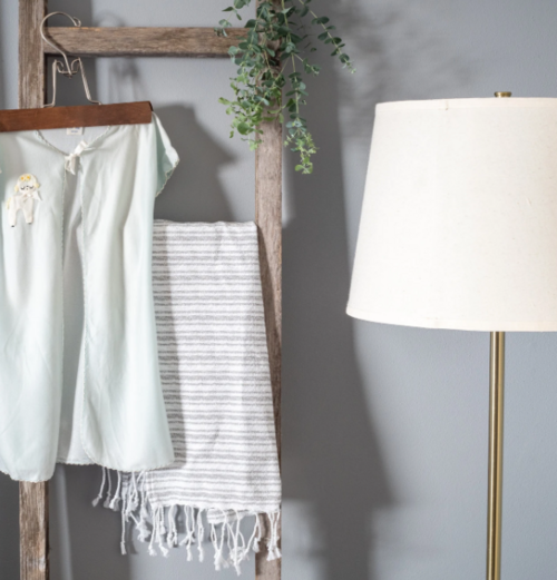 Smoky Black Rustic Ladder Shelf