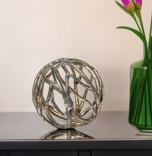 Petite Gold Tree Branch Orb Sculpture