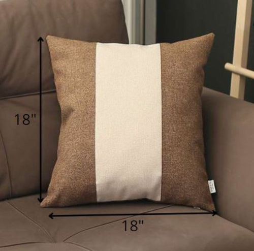 Brown and Ivory Strap Detail Throw Pillow