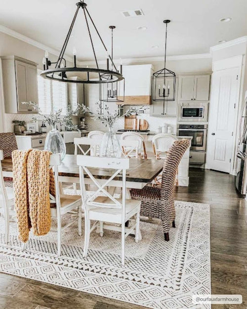 Charcoal and Ivory Farmhouse Area Rug