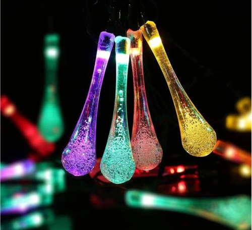 Solar Water Drop String Lights – 30 LED Outdoor Garden Fairy Lights