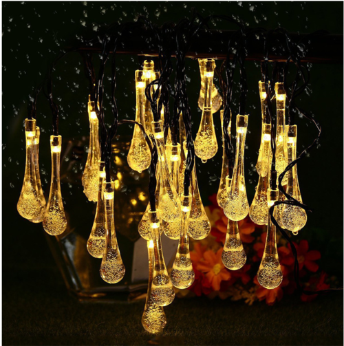 Solar Water Drop String Lights – 30 LED Outdoor Garden Fairy Lights
