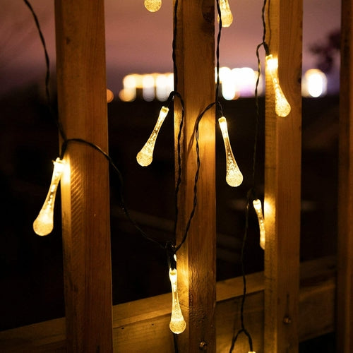 Solar Water Drop String Lights – 30 LED Outdoor Garden Fairy Lights