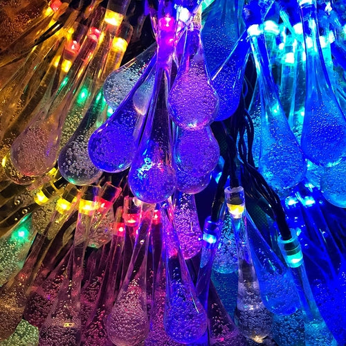 Solar Water Drop String Lights – 30 LED Outdoor Garden Fairy Lights