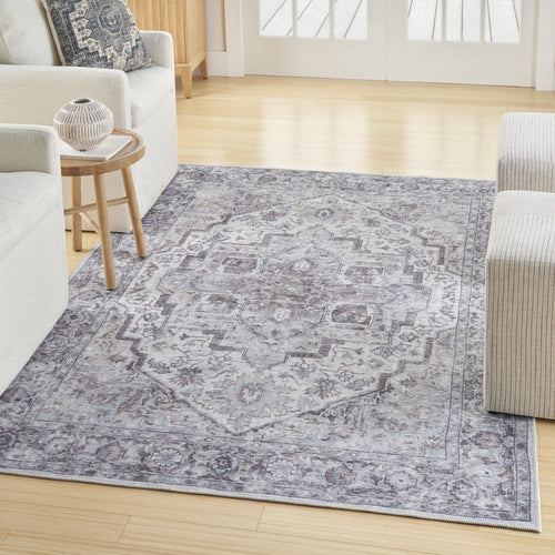 Blue and Pink Floral Area Rug