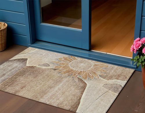 Floral Washable Indoor/Outdoor Rug