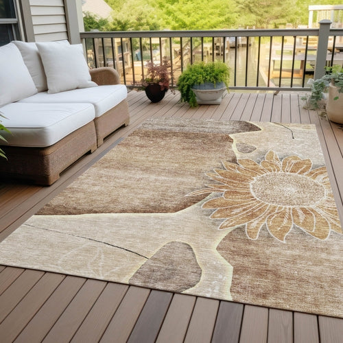 Floral Washable Indoor/Outdoor Rug