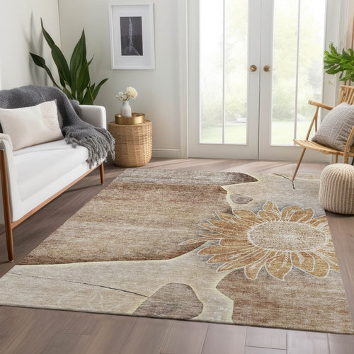Floral Washable Indoor/Outdoor Rug