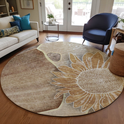 Floral Washable Indoor/Outdoor Rug