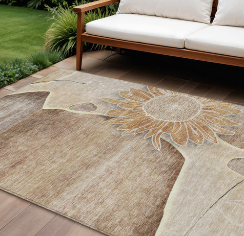 Floral Washable Indoor/Outdoor Rug