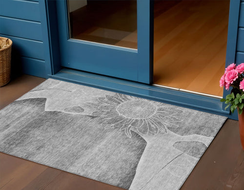 Floral Washable Indoor/Outdoor Rug