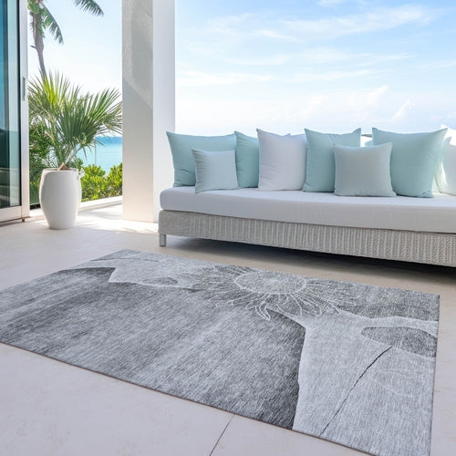 Floral Washable Indoor/Outdoor Rug