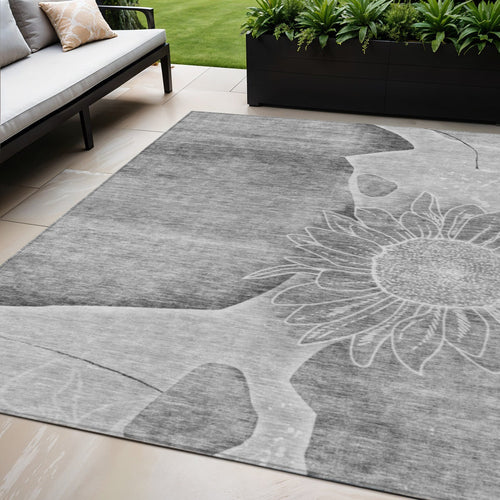 Floral Washable Indoor/Outdoor Rug