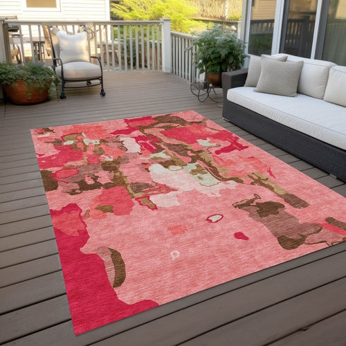 Abstract Washable Indoor/Outdoor Rug