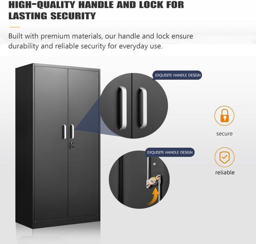 Metal Storage Cabinet With Adjustable Shelves Black