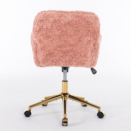 Aurella Faux Fur Desk Chair – Pink Gold Edition