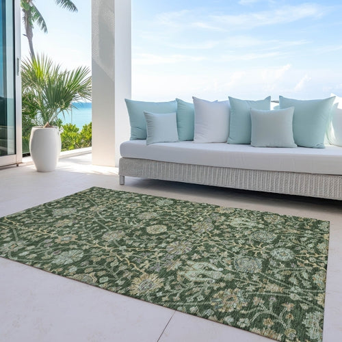 Floral Washable Indoor/Outdoor Rug