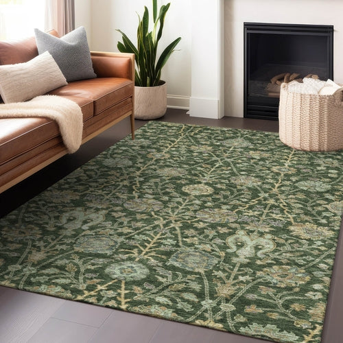 Floral Washable Indoor/Outdoor Rug