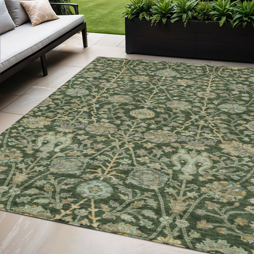 Floral Washable Indoor/Outdoor Rug