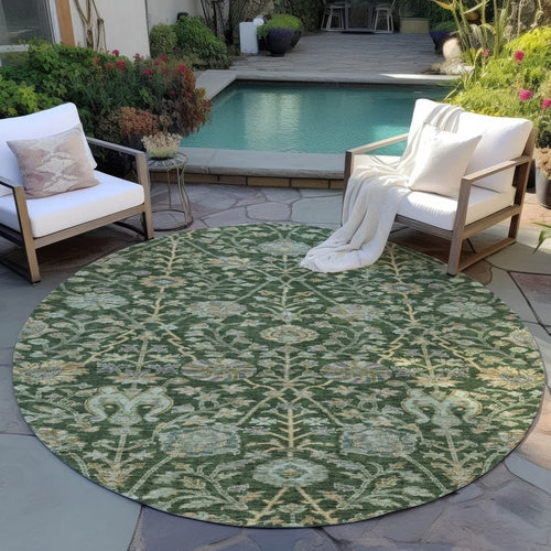 Floral Washable Indoor/Outdoor Rug