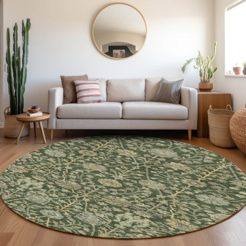 Floral Washable Indoor/Outdoor Rug