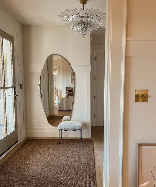 Asymmetrical Wooden Framed Wall Mirror – Sculptural Modern Accent Mirror by North Kaiser