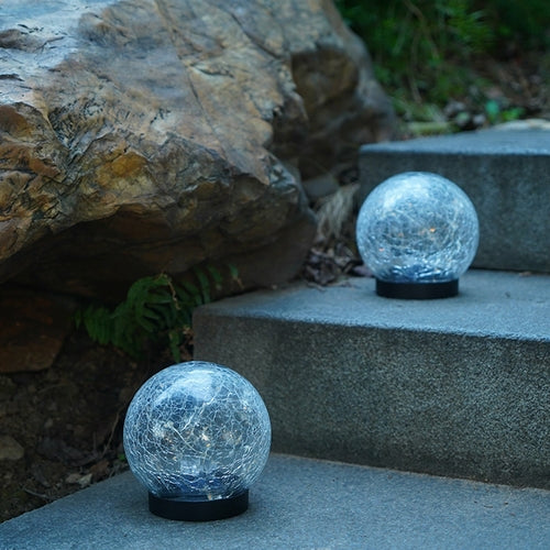 LunaGlow Cracked Glass Solar Garden Light Set (Set of 2)