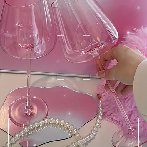 Pink Flamingo Crystal Wine Glasses – Elegant Slanted Mouth 2-Piece