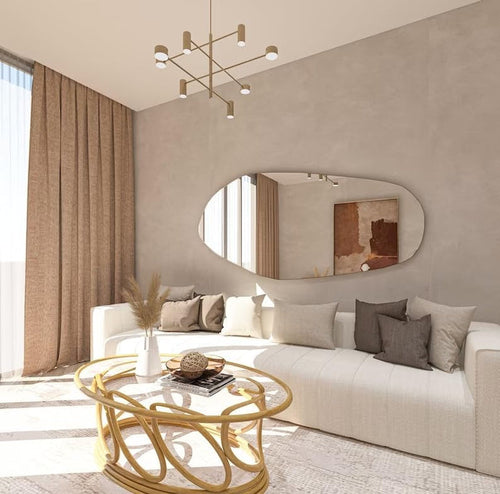 Asymmetrical Wooden Framed Wall Mirror – Sculptural Modern Accent Mirror by North Kaiser