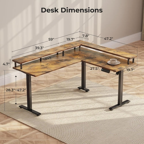 ApexRise 59" L-Shaped Electric Standing Desk