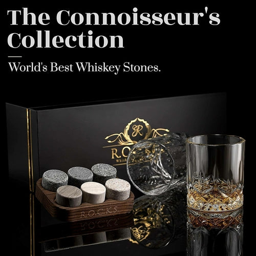 Crystal Whiskey Glass and Granite Stone Gift Set – Connoisseur Collection