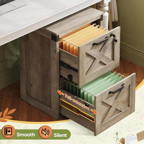 Farmhouse X-Panel Wood Filing Cabinet